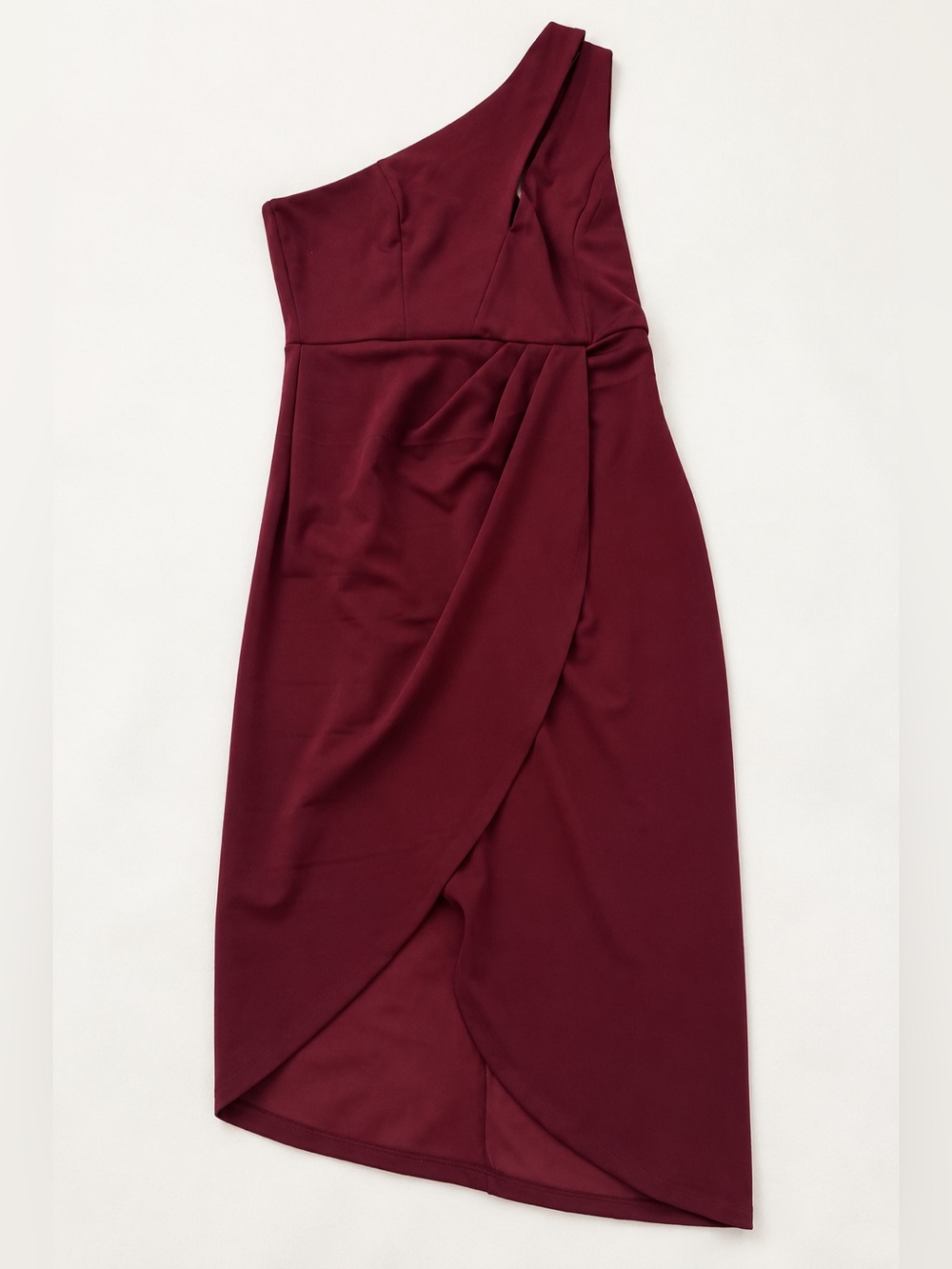 Lulu’s One-Shoulder Draped Burgundy Midi Skirt